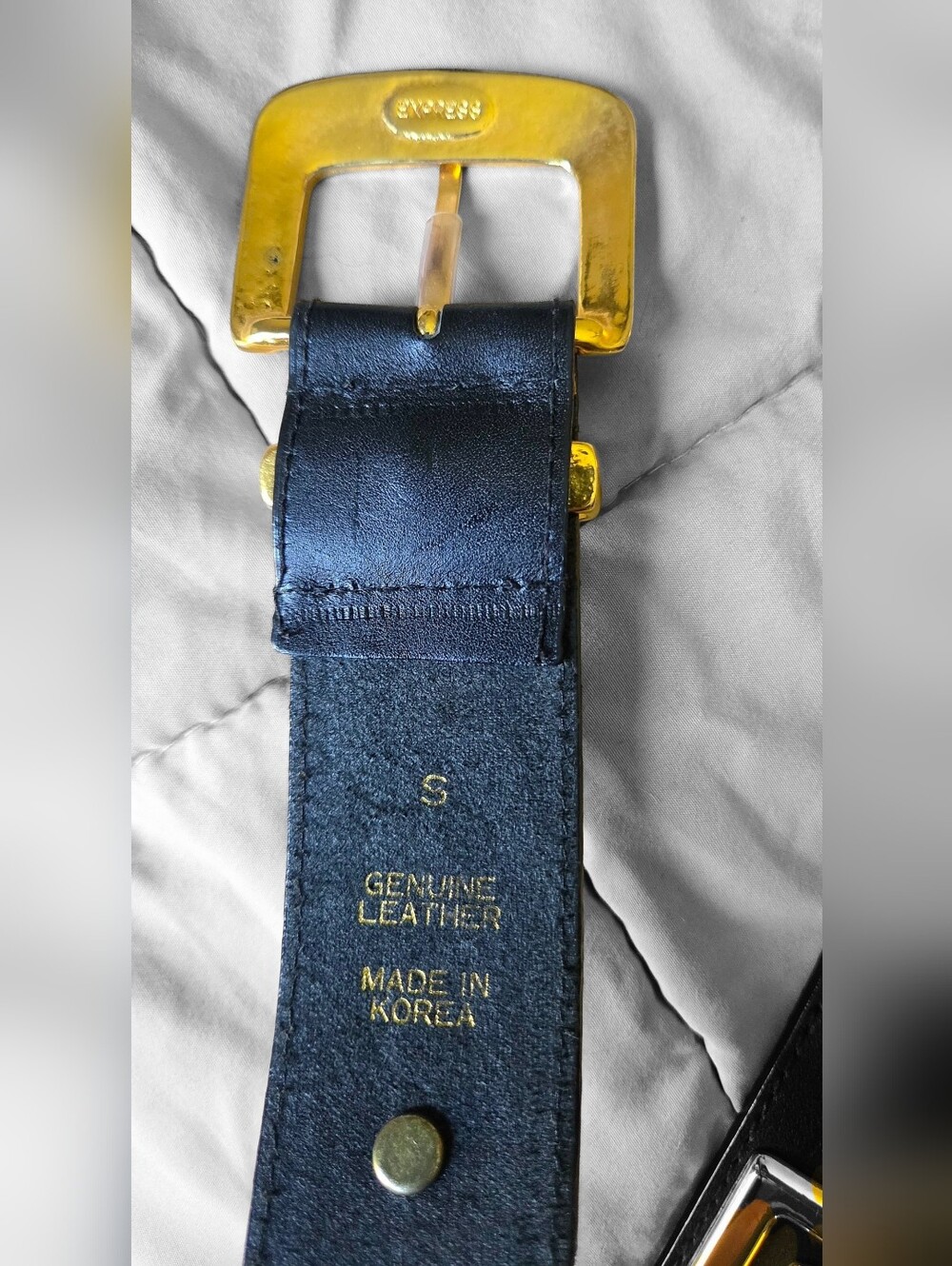 Vtg Y2K Express Compagnie Internationale Genuine Leather Greek Key Belt Black - Picture 7 of 16